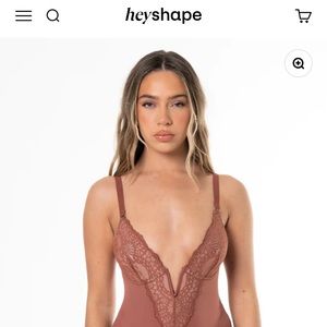 V-Neck Half Laced Bodysuit in Nude
